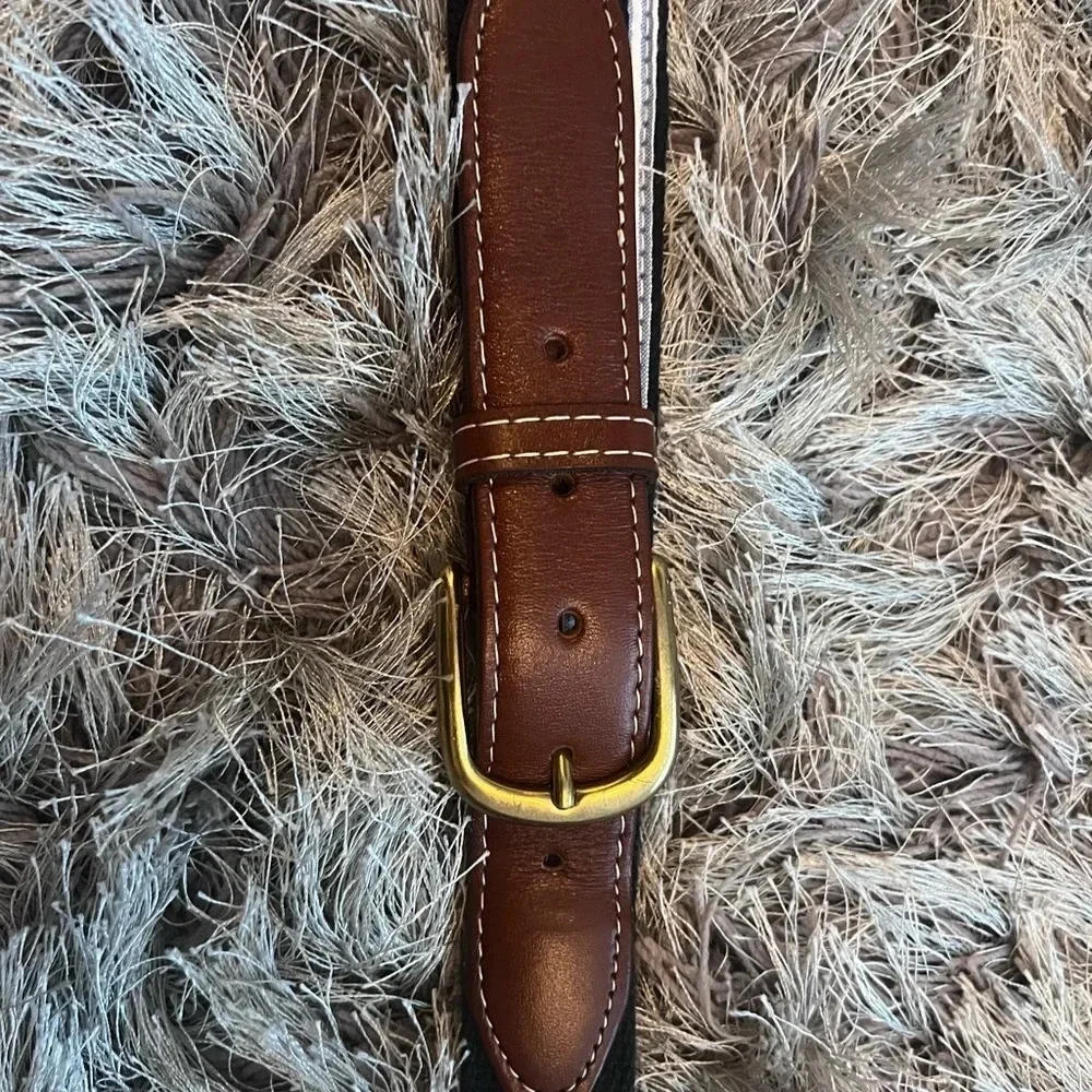 YRI Men’s Golf Belt Size 50 Leather Brass Buckle The Hamlet H NY Made In USA